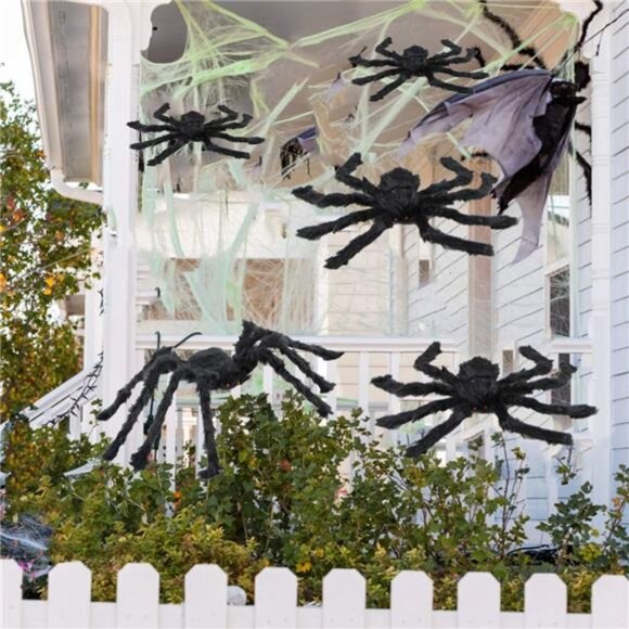 5pcs Halloween Spider Gaint Hairy Spider with Red Eyes,Bendable Legs Halloween - Picture 6 of 7